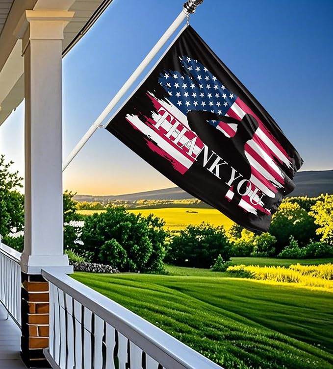 Veteran Military Garden Flag Thank You Veterans Flag for Military Soldiers Boots Memorial Day, 3x5 Ft Double Sided Christian Banners with Brass Grommets Outdoor House Decorations Flag