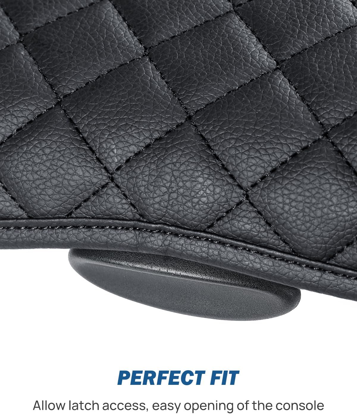 JOYTUTUS Center Console Cover Compatible with 2002-2012 Ram 1500 2500 3500 Jump Seat Console, Leather Arm Rest Armrest Cover for Car, Middle Console Cover Car Arm Rest Cover Replacement, with 2 Pocket
