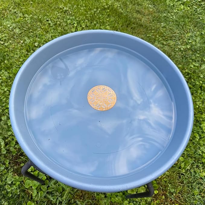 Copper Bird Bath Purification Disk, Water Wiggler for Bird Bath, Bird Bath Copper Disk, 1mm Reinforced 99% Pure Copper Cleaning Disk, Universal Fit for Outdoor Birdbaths, 4 Inch in Diameter (B)
