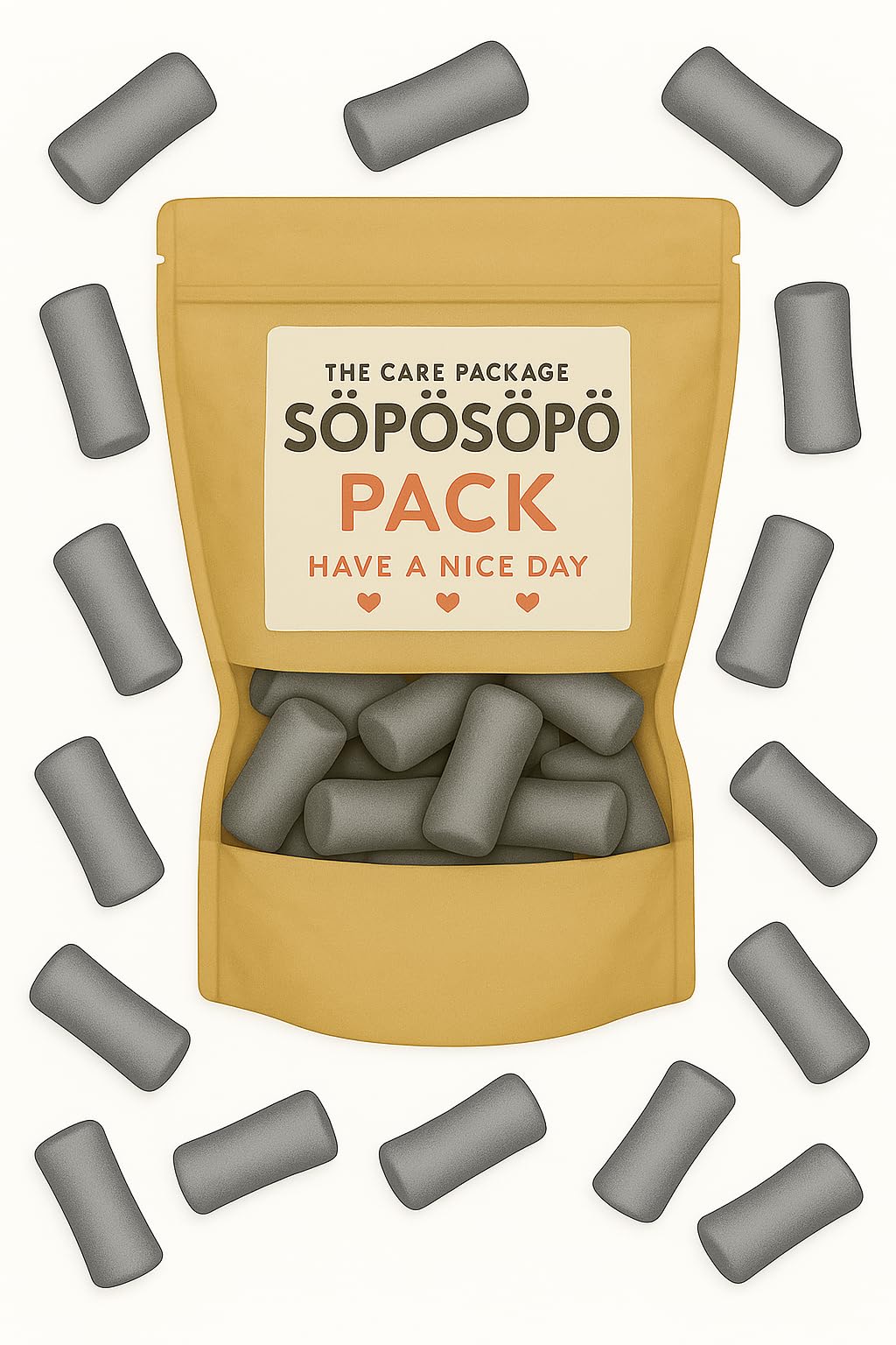 SÖPÖSÖPÖ Scandinavian Treat Pack - Skolekridt Tyrkisk Peber Drageés - 150g Nordic Candy Bag - Crunchy Shell with Spicy Salty Licorice Filling - Vegan