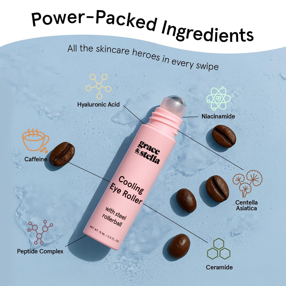 grace & stella Under Eye Brightener with Cooling Metal Rollerball