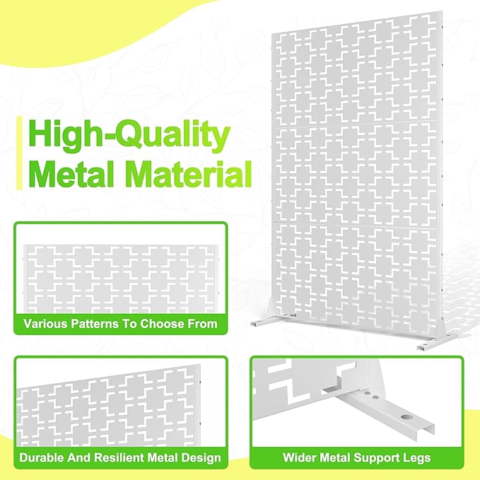 Outdoor Privacy Screen,72" H×47" W Metal Privacy Screen, Freestanding Privacy Fence Panels for Patio