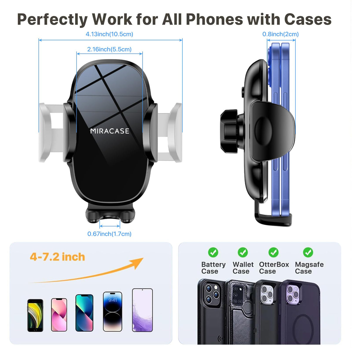 Miracase [Upgraded Version] Cup Phone Holder for Car, Universal Adjustable Long Neck Car Phone Mount Cradle Friendly Compatible with iPhone Samsung Google and All 4.0-7.0 inches Smartphones