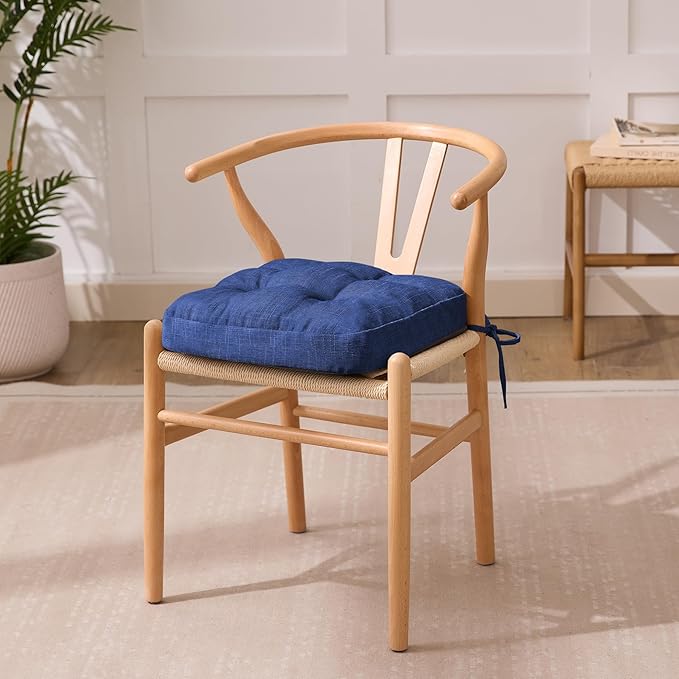 Chair Cushions, Dining Chair Cushions, Tufted Indoor Chair Pads, Set of 2, Navy Blue, 16.5'' x 16.5'' x 3.5''