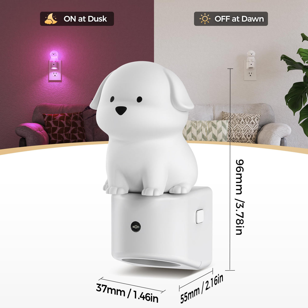 DORESshop Night Light for Kids,3D Cute Puppy Kids Night Light with Sensor