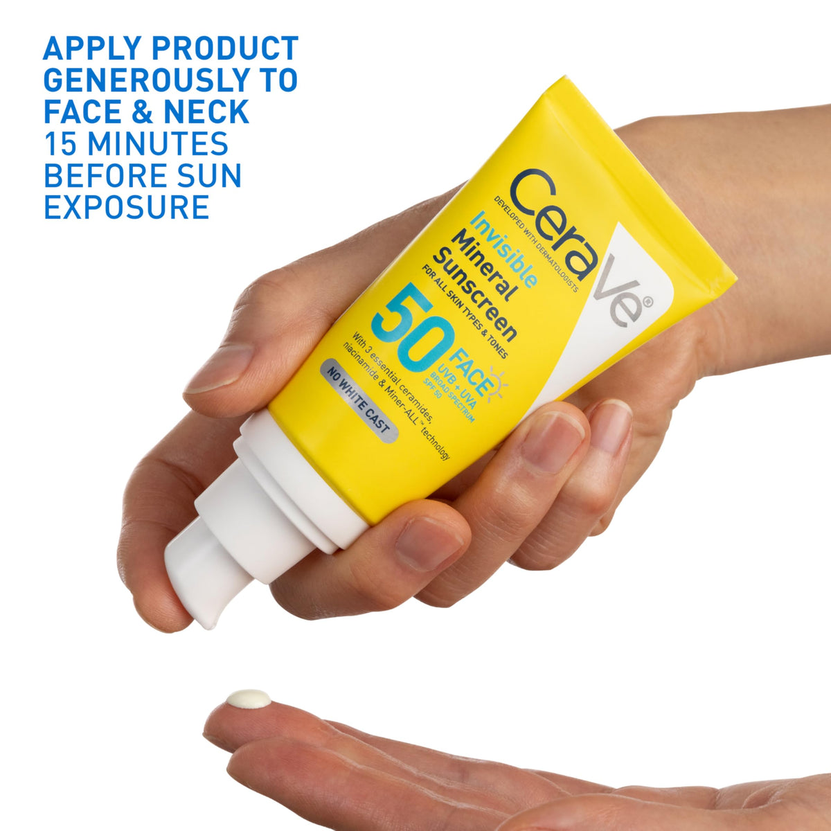 CeraVe Invisible Mineral Sunscreen SPF 50, Face Sunscreen, 1.62oz