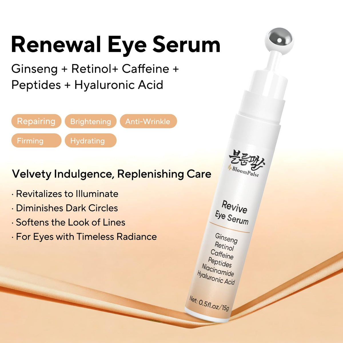 Under Eye Cream with Retinol Caffeine Ginseng Revive Eye Serum 0.5 Fl Oz