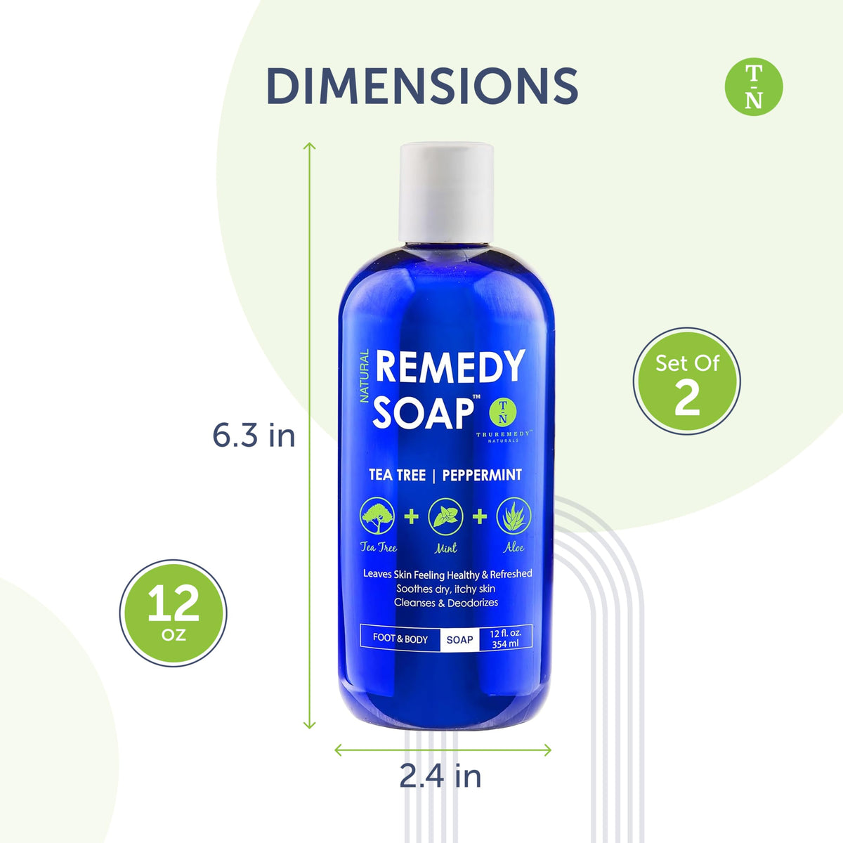 Truremedy Naturals Body Wash, Tea Tree & Peppermint (12oz Pack of 2)