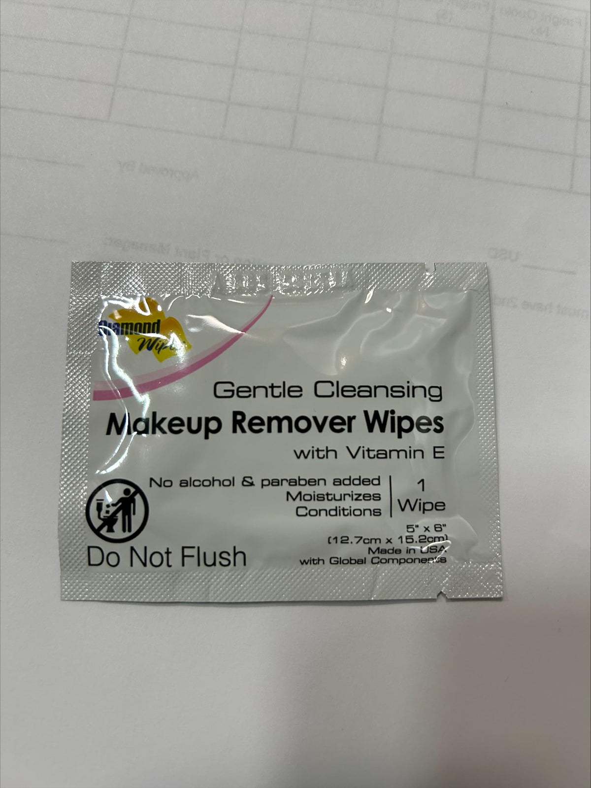 Diamond Wipes Face Cleansing & Waterproof Makeup Remover Wipes, 50 Count