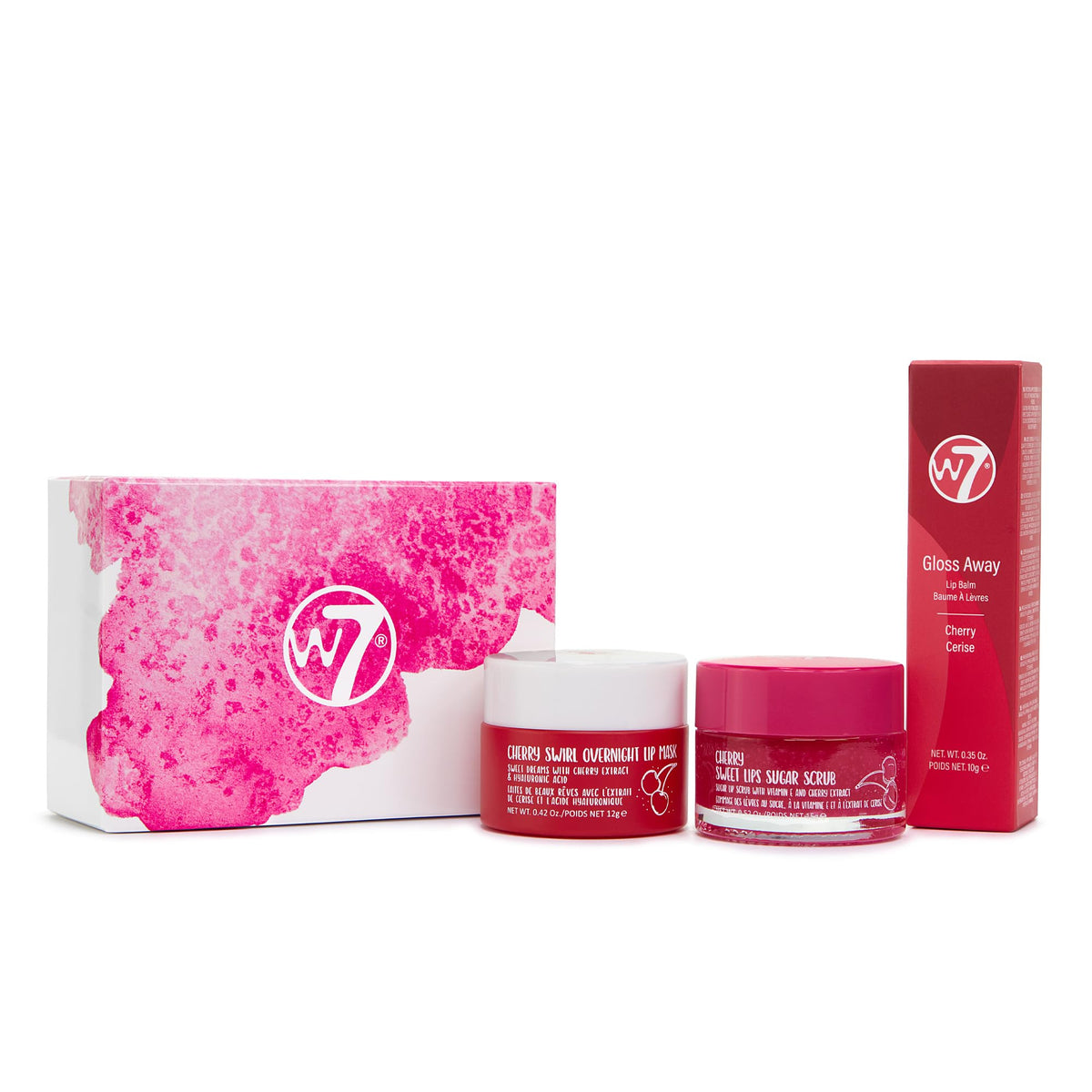 W7 Sweet Dreams Lip Care Trio - Overnight Mask, Balm and Scrub - Cherry