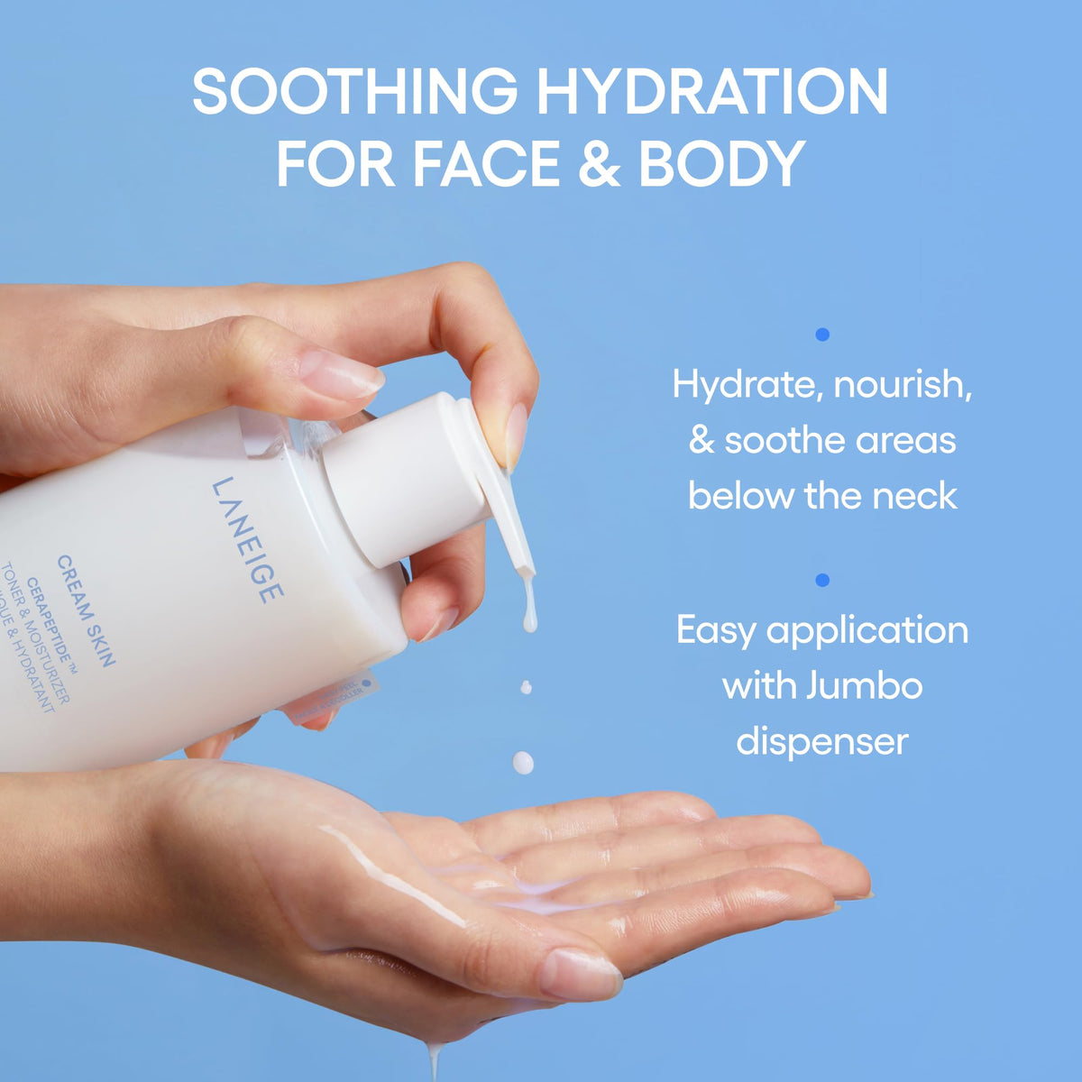 LANEIGE Cream Skin Face Hydrating Milky Toner: Lightweight Refillable Korean Toner & Moisturizer with Ceramides & Peptides for Soothing Hydration & Barrier Support | Korean Skin Care, 170 ml