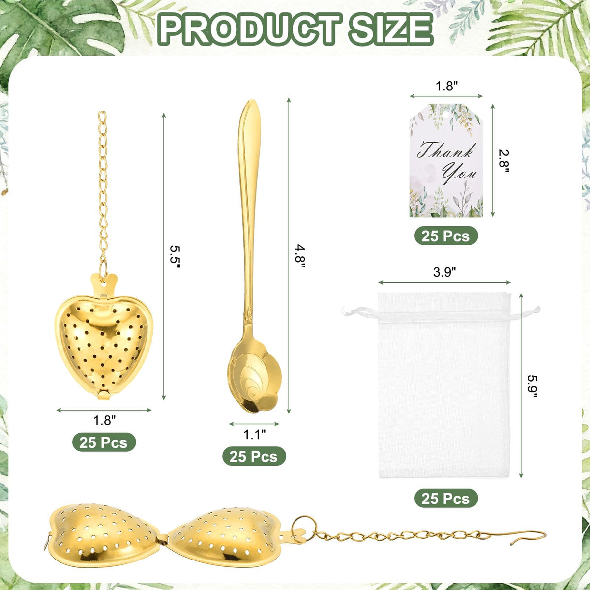 uxcell 25Set Bridal Shower Tea Party Favor Rose Spoon Heart Shape Ball Gold
