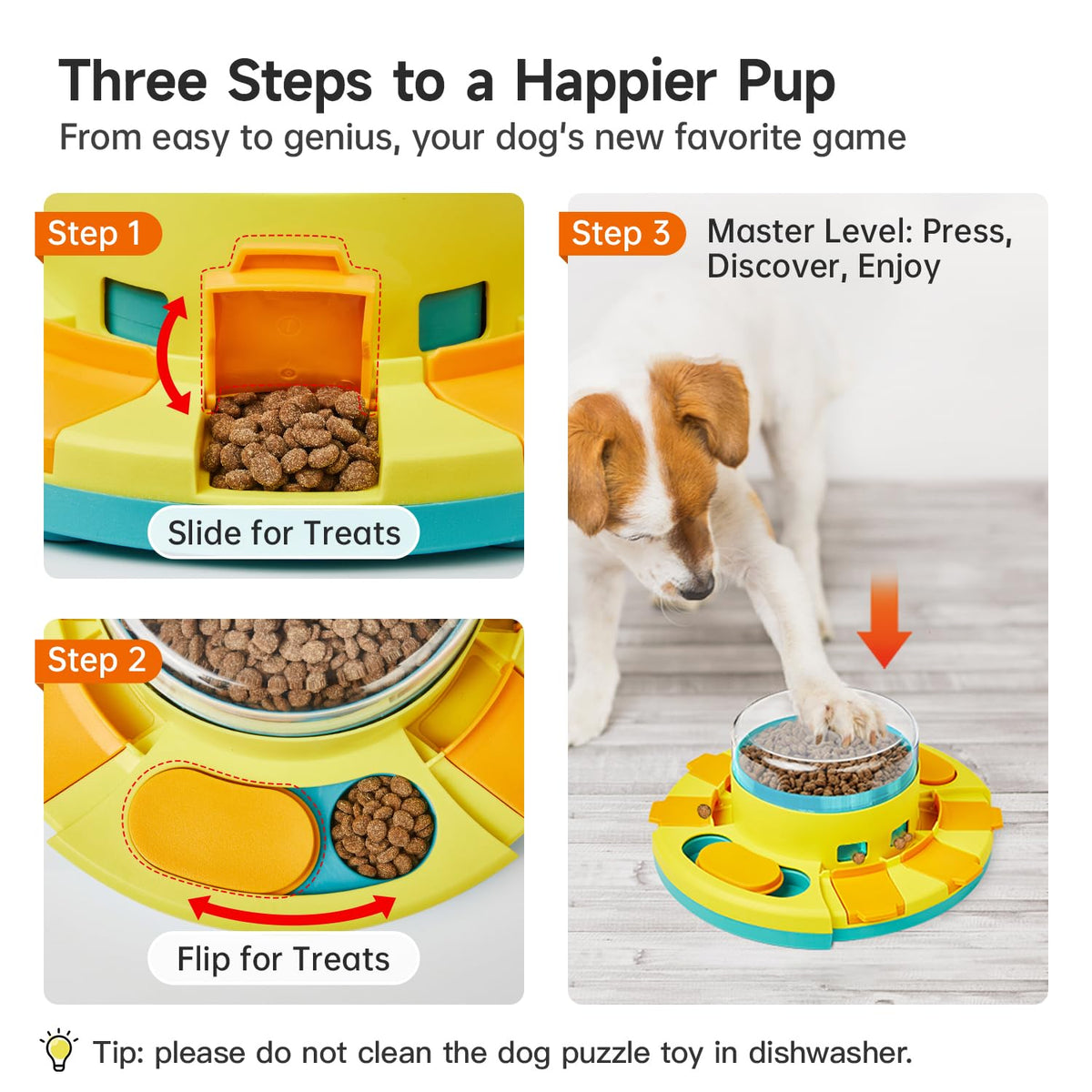 Potaroma Dog Puzzle Toy 2 Levels, Slow Feeder, Pup Food Treat Feeding Dispenser for IQ Training and Entertainment for All Breeds 4.2 Inch Height
