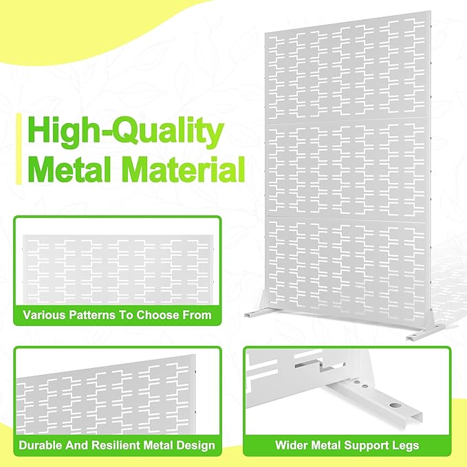 Outdoor Privacy Screen,72" H×47" W Metal Privacy Screen, Freestanding Privacy Fence Panels for Patio
