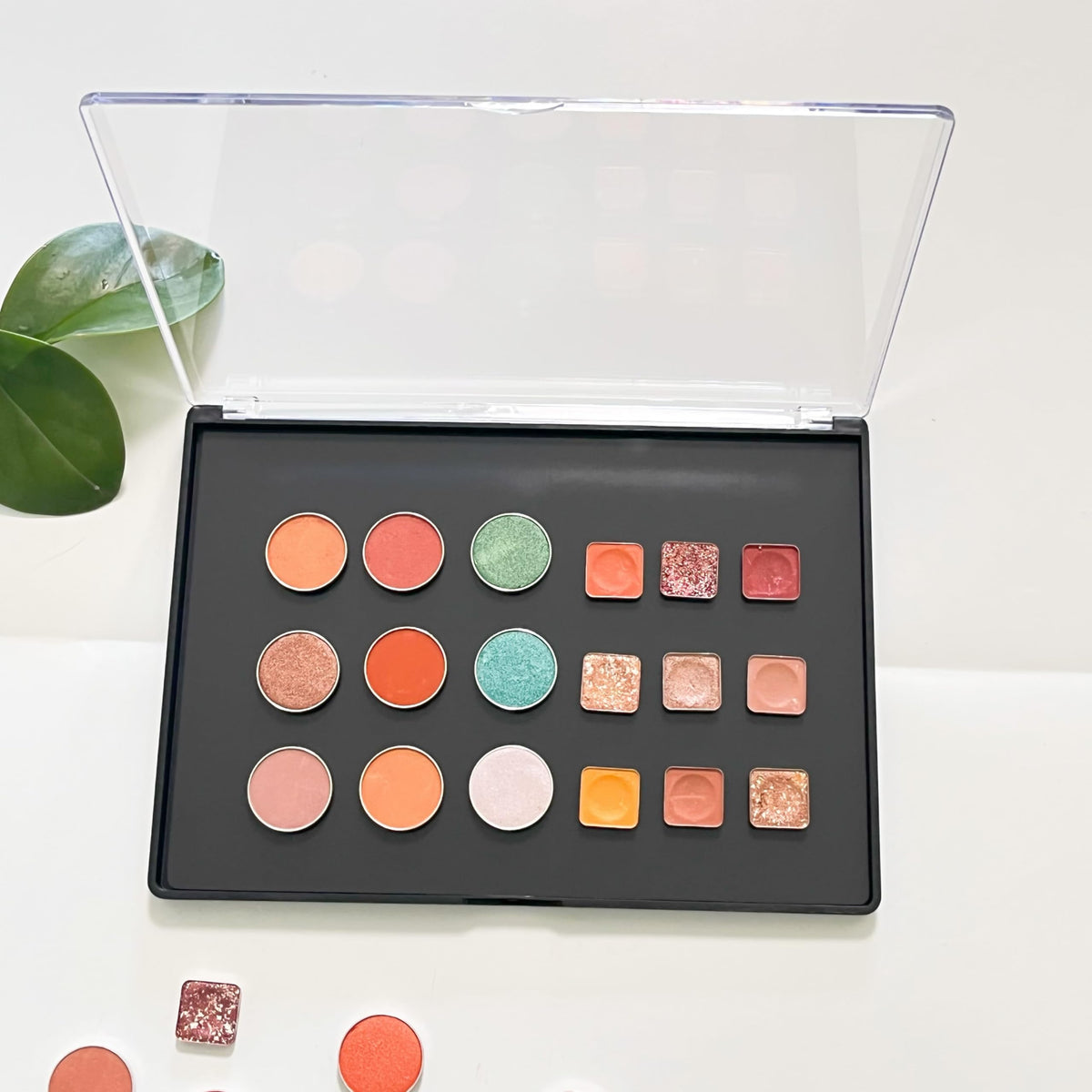 UDTIP 2 Pack XL large Magnetic Makeup Palette with Clear Top, Empty Cosmetics Pan Dispensing Storage Box with 40pcs Metal Sticker for DIY Eyeshadow Lipstick Blush Powder- 9.25'' x6.57''