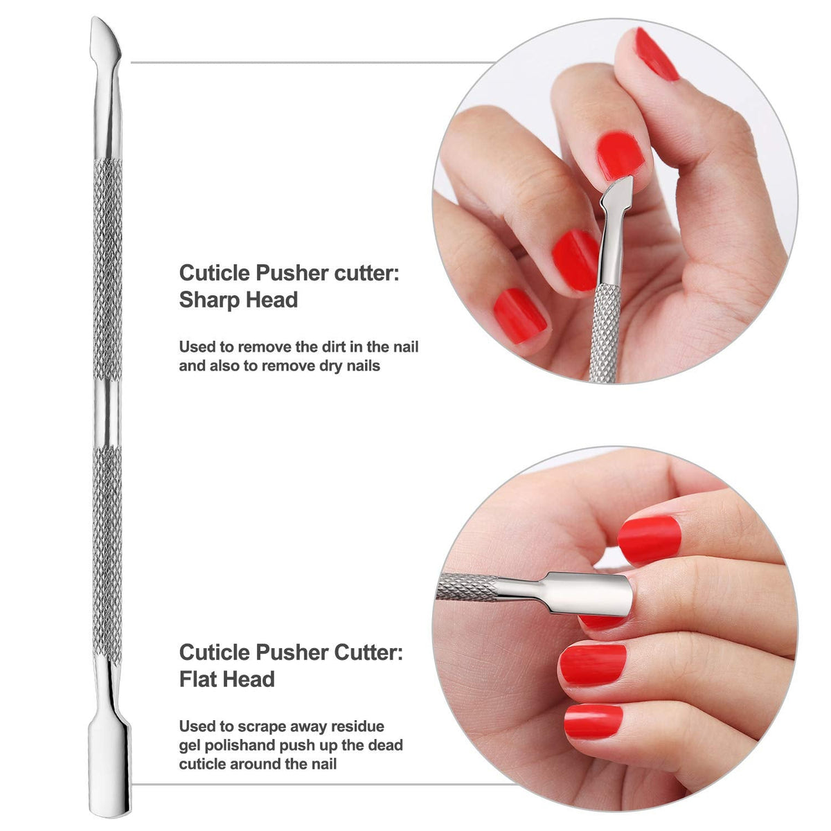 YINYIN Cuticle Trimmer with Pusher and Cutter,Silver