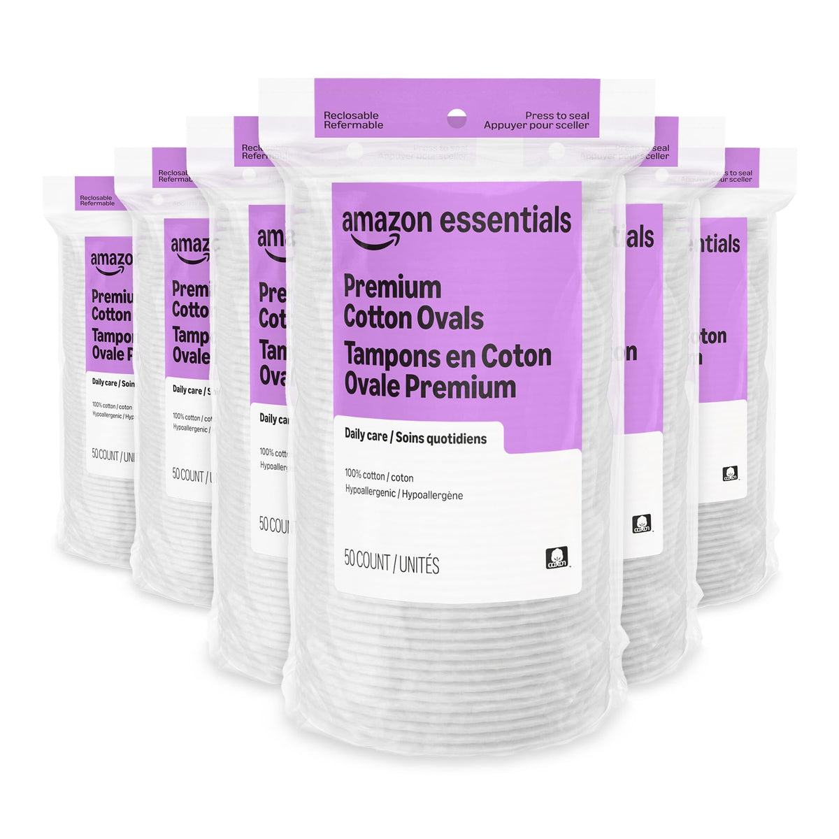 Amazon Essentials Oval Premium Pads, 300 Count (6 Packs of 50) (Previously Amazon Basics)