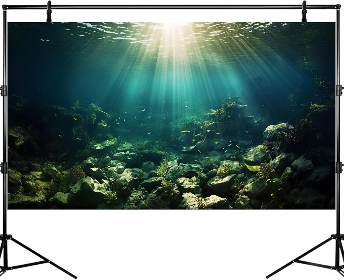 Deep Ocean Aquarium Background Under The Sea Fish Tank Background Underwater World Terrarium Backgrounds Ocean Floor Rock Aquatic Plants Aquarium Backdrop for Fish Tank Backgrounds Decors 30x12in