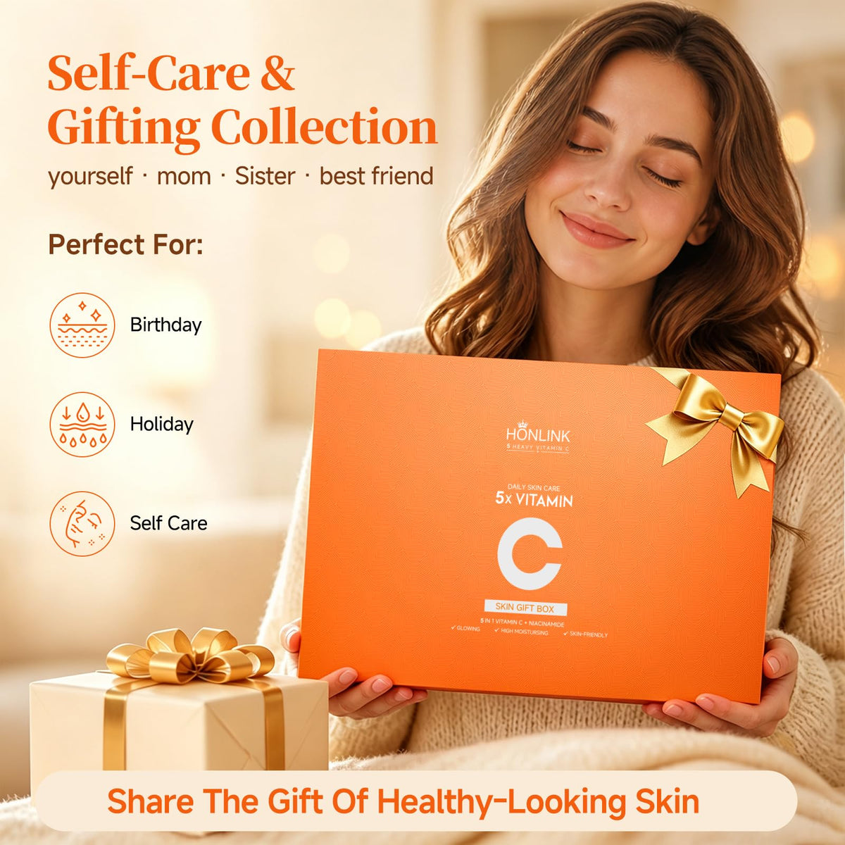 Vitamin C Niacinamide Skincare Set, Daily Facial Care Routine with 6-Piece