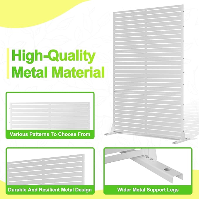Outdoor Privacy Screen,72" H×47" W Metal Privacy Screen, Freestanding Privacy Fence Panels for Patio