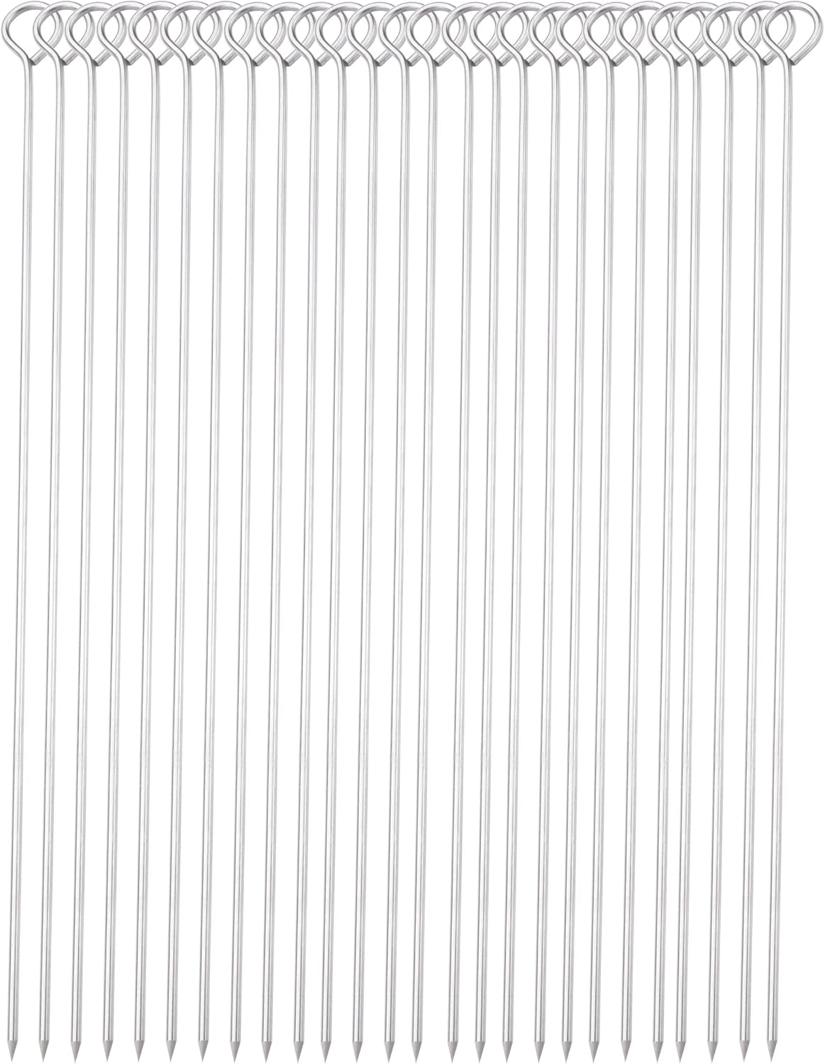 12 Inch Long Metal BBQ Kabob, Stainless Steel Skewers Shish Kebab Skewers 30 Pack (12Inch BBQ Skewers-30p)