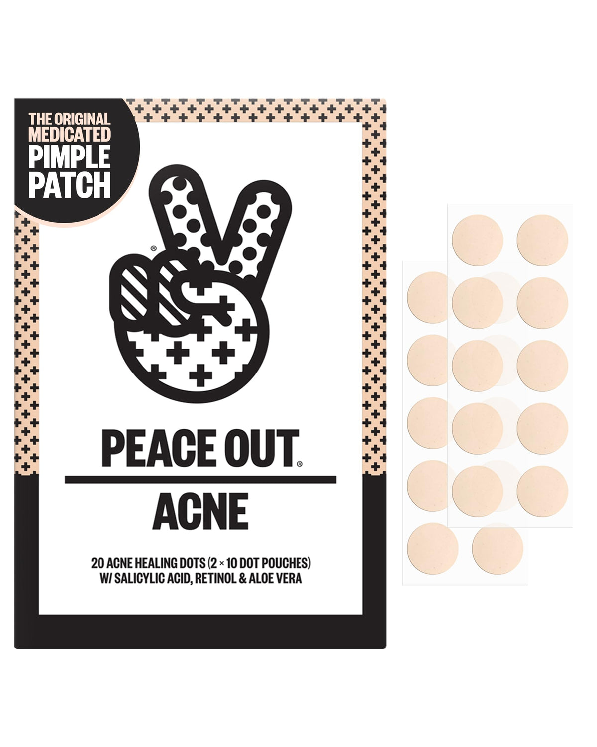 PEACE OUT Acne Healing Dots Hydrocolloid Pimple Patches (20 count)