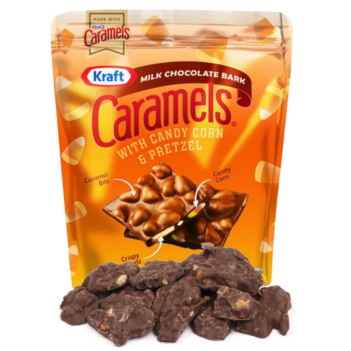 Milk Chocolate Candy Corn Pretzel Bark, Festive Fall Snack, 4.2 Ounces