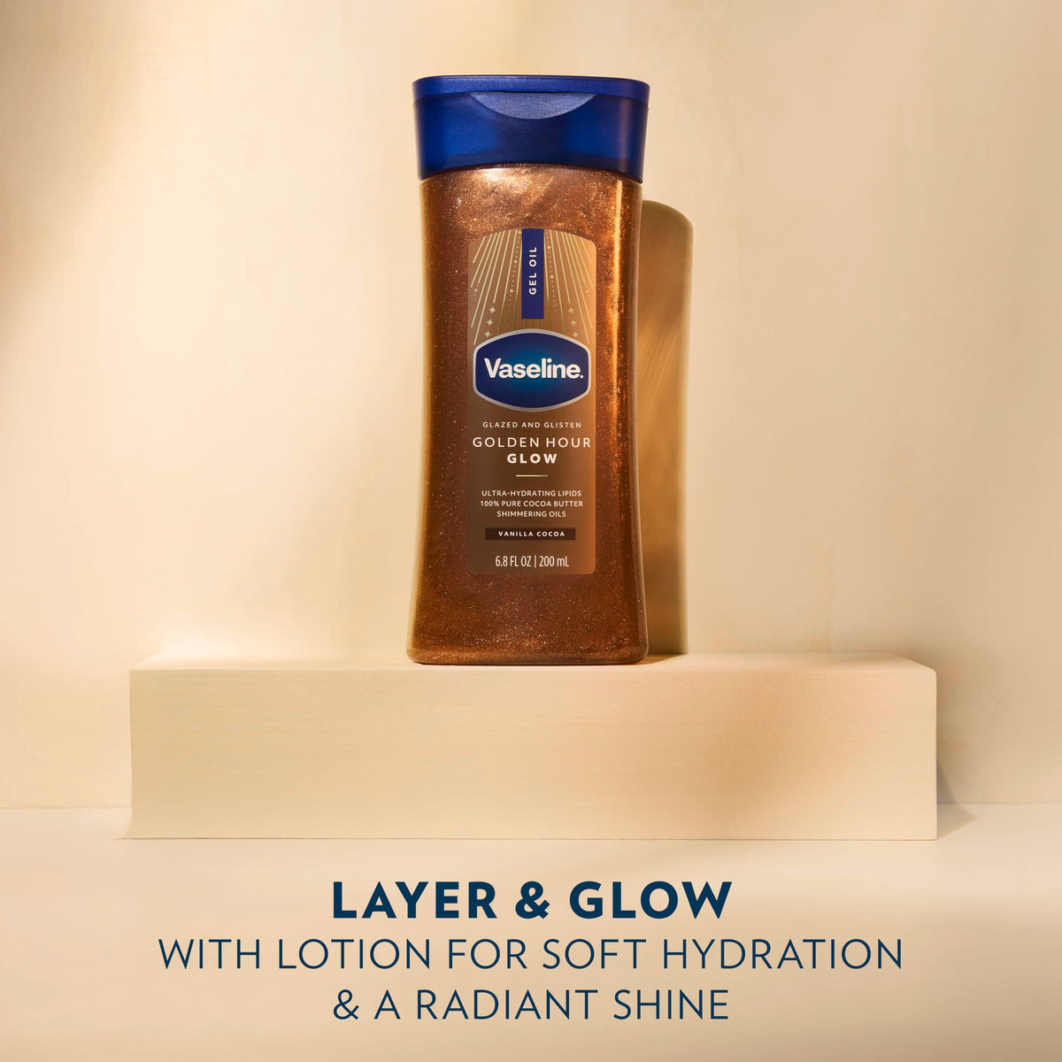 Vaseline Glazed and Glisten Golden Hour Body Gel Oil Shimmering 6.8oz 1ct