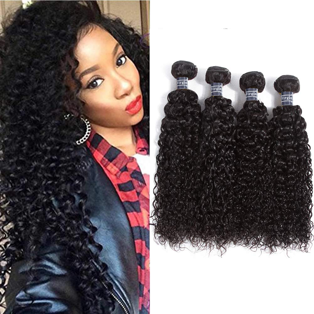 Amella Hair 100% Unprocessed Brazilian Curly Virgin Hair 4 Bundles 8A Brazilian Kinky Curly Virgin Hair Human Hair Extensions Na
