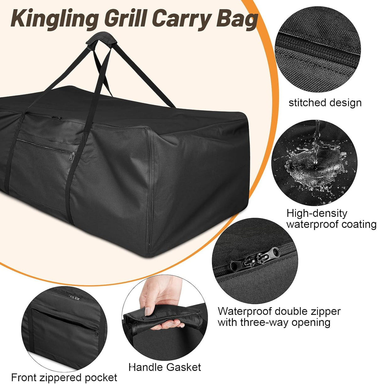 Kingling Universal Grill Carry Bag Fits for Blackstone 1860 Gas Grill & GD4002T Grill Heavy-Duty Carrying Storage Bag Grill Covers for Portable Propane Tabletop Grills BBQ Cover - 42"L x 25"W x 15"H