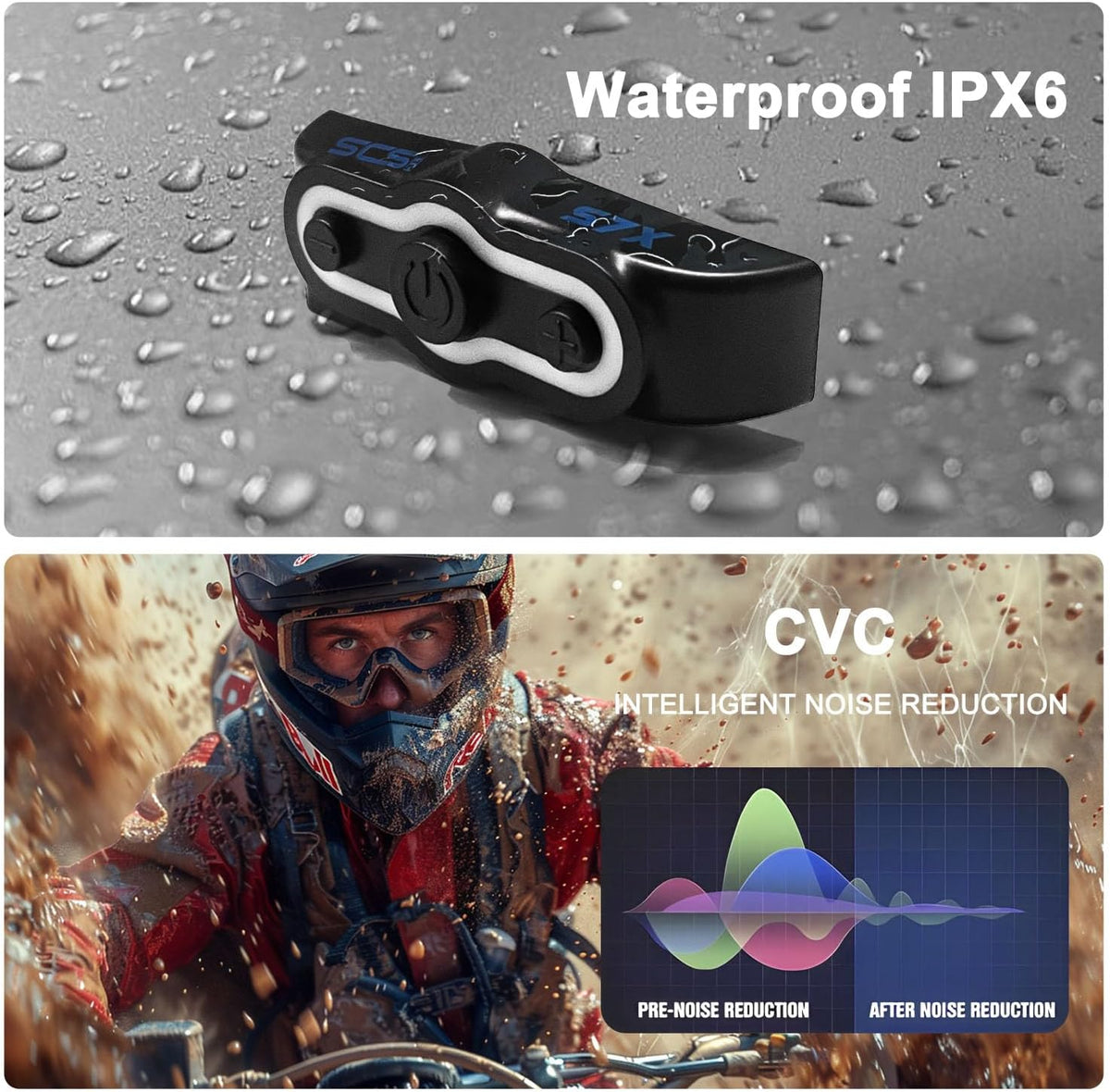 Motorcycle Helmet Bluetooth Headset Motorcycle Helmet Speaker IPX6 Waterproof Sports Headset,Automatic Answer,Music Call Control,RGB Light,Intelligent Noise for All Helmets