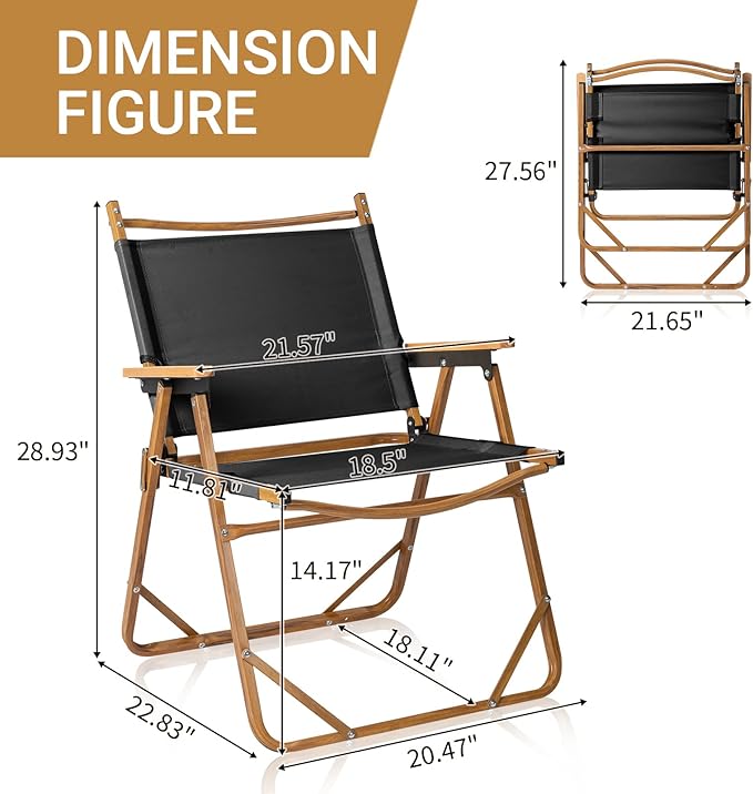 Outvita Portable Folding Camping Chair, Ultralight Low Beach Chair, Durable Aluminum Frame Armchairs for Hiking Concert Fishing Picnic, Supports 223Lbs
