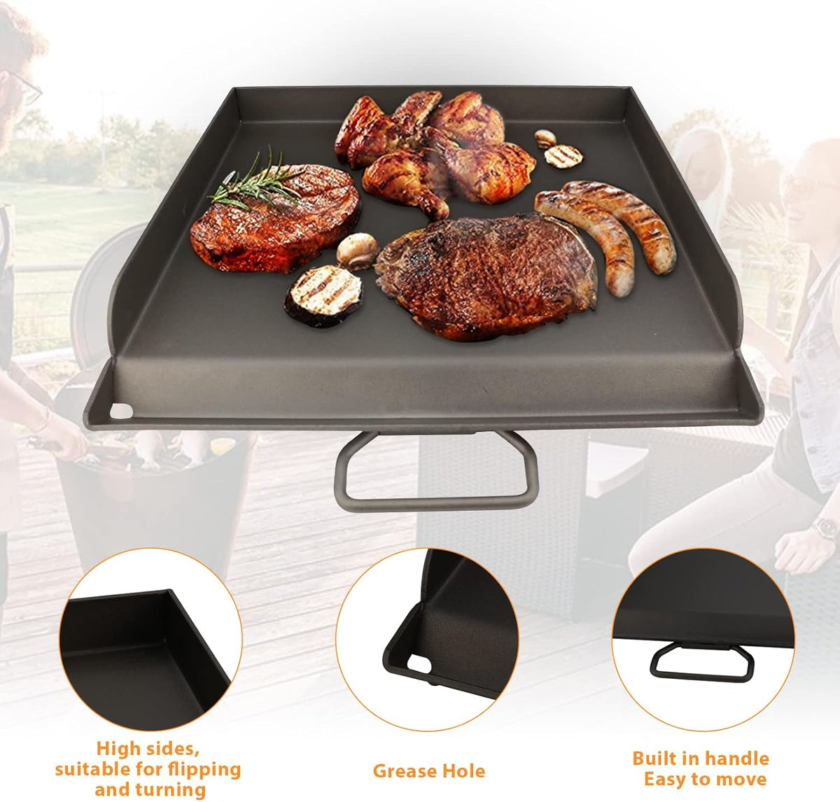 Uniflasy Fry Griddle for Camp Chef Stove, 14" x16" Flat Top Gas Grill Griddle for Camp Chef EX60LW EX60P EX60FP EX60B EX280LW DB60D YK60LW EX90LW SB30D, Professional Griddle Flat Top Plate