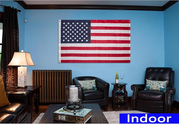 US Embroidered American Flags for Outside 3x5 USA Flag Banner Heavy Duty Made in USA High Wind Vivid Color Embroidered Stars-sewn Stripes Waterproof