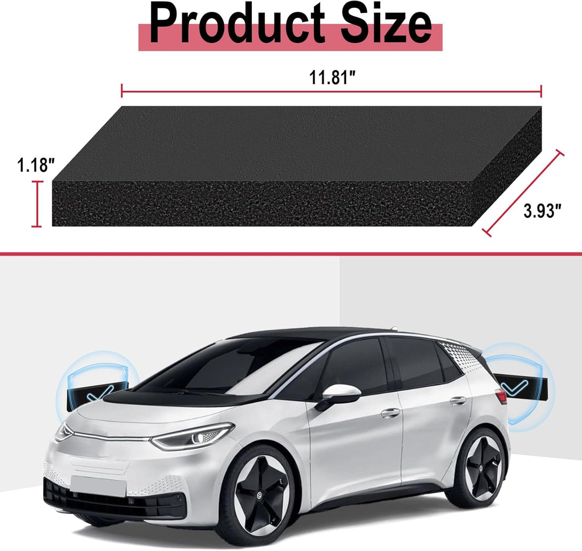 Garage Wall Protector for Car Doors, Garage Wall Bumper, Waterproof Garage Anti-Collision Strip, 11.8" x 3.9" x 1.18" Self Adhesive EVA Foam for Collision Protection (2 Pack)