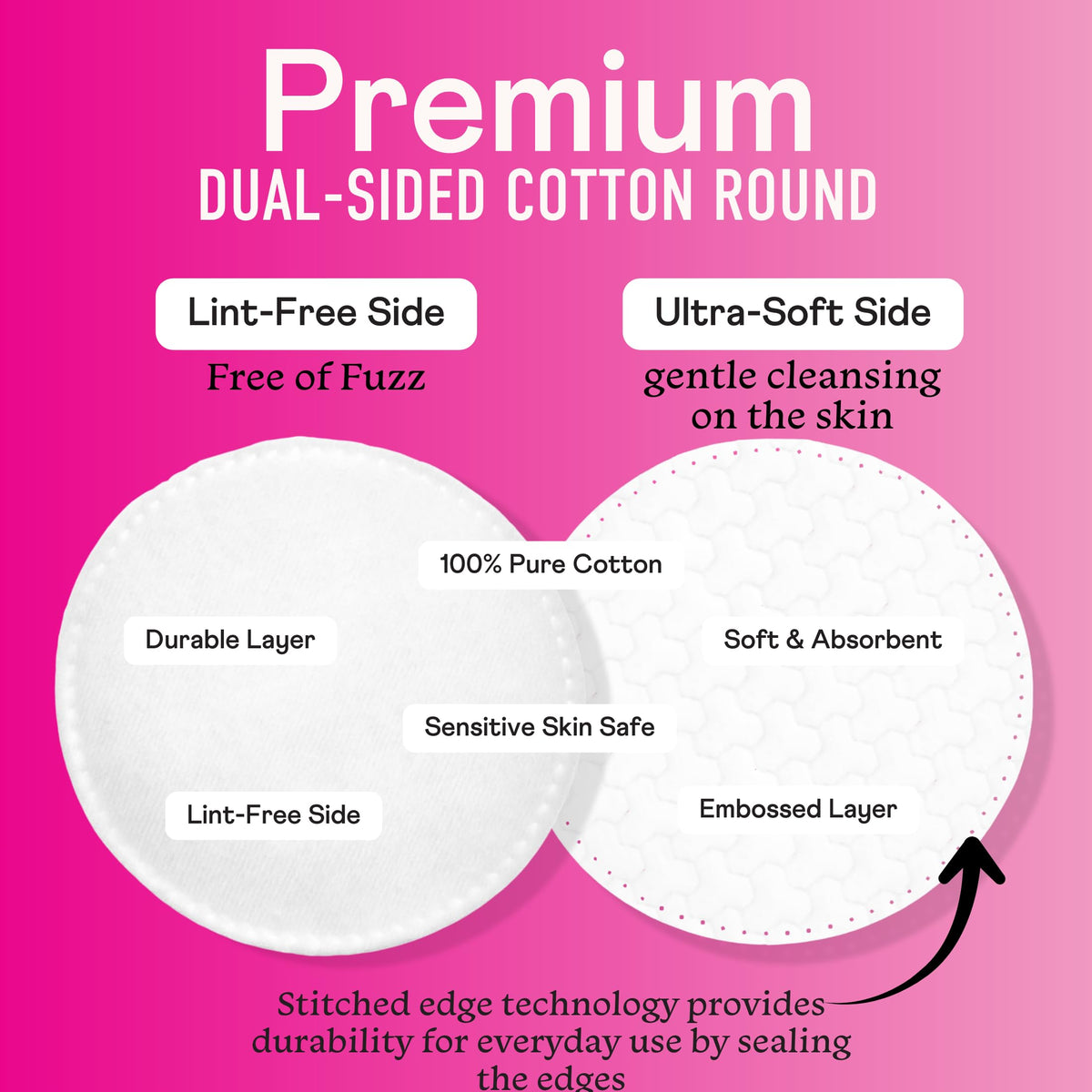 Swisspers Premium Cotton Rounds, Dual-Sided, 100 Count (Pack of 6)