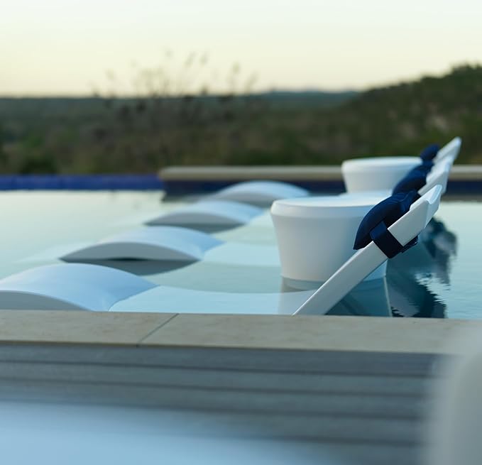 Ledge Lounger Signature Chaise Set of 2 + Affinity Side Table – in Pool Lounger Designed for Shallow Shelves Up to 9” – Outdoor Patio Sun Shelf & Poolside Furniture Bundle (Granite Gray)