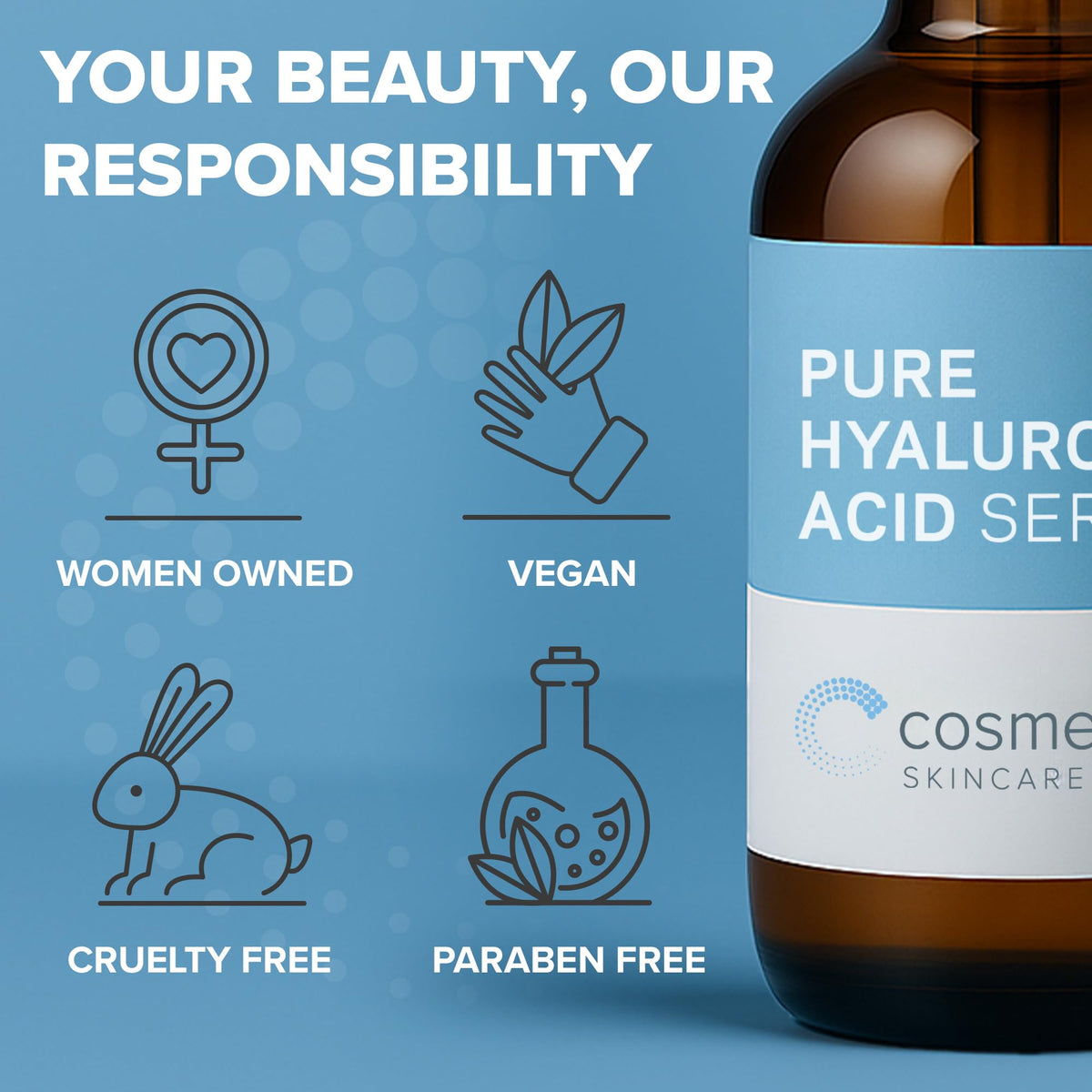 Hyaluronic Acid Serum for Skin 100% Pure-Anti-Aging Serum - Intense Hydration + Moisture, Non-greasy, Paraben-free Hyaluronic Acid for Your Face 8 oz