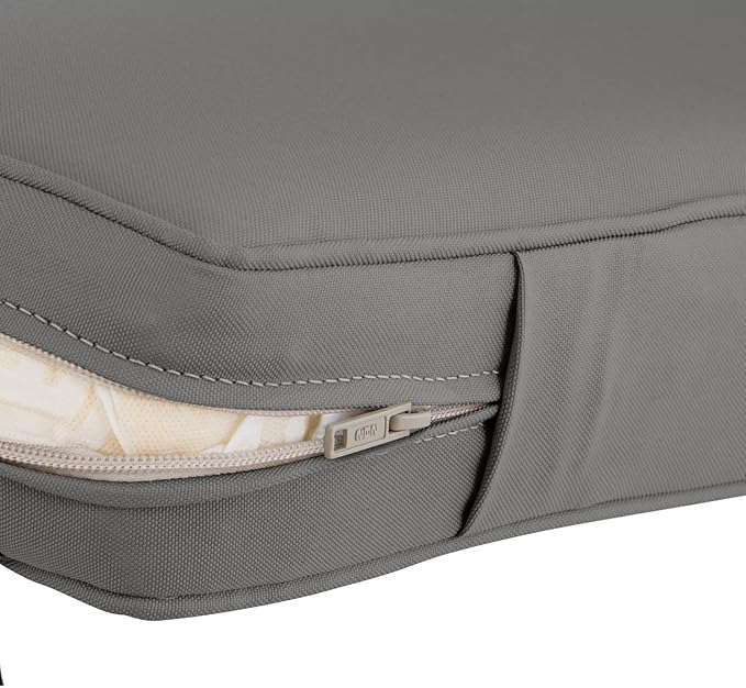 Classic Accessories Montlake Water-Resistant 23 x 20 x 4 Inch Patio Lounge Back Cushion, Light Charcoal Grey, Outdoor Loveseat Cushions