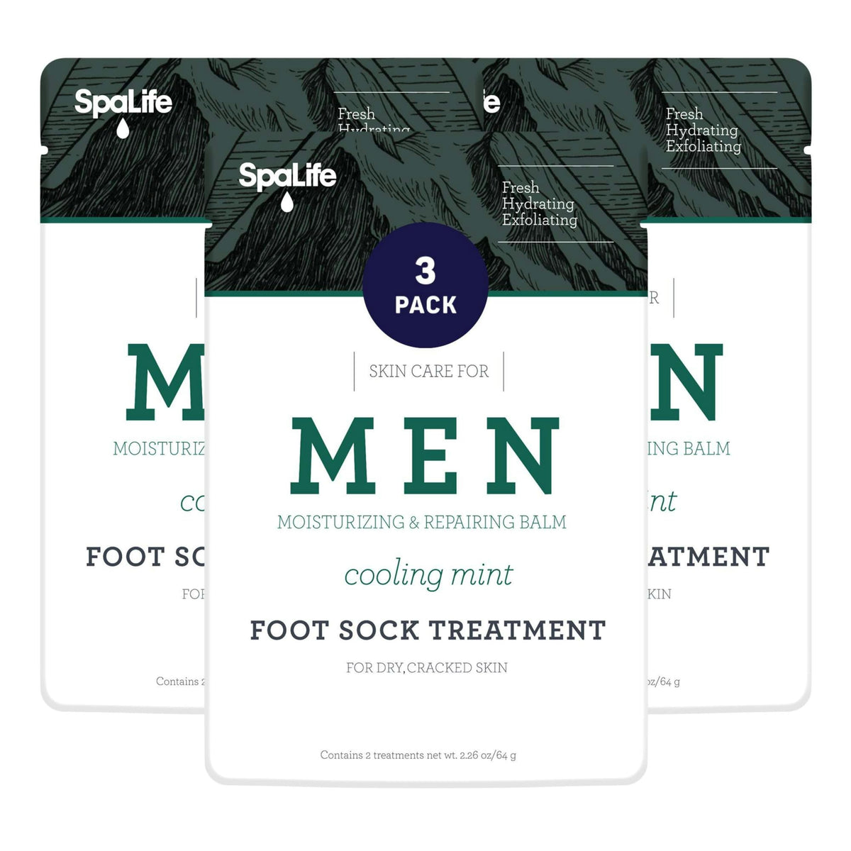 Spa Life Men'S Cooling Mint Foot Repair Balm And Moisturizing Socks Set - Revitalizing Hydrating Foot Mask For Soothing Tired, A