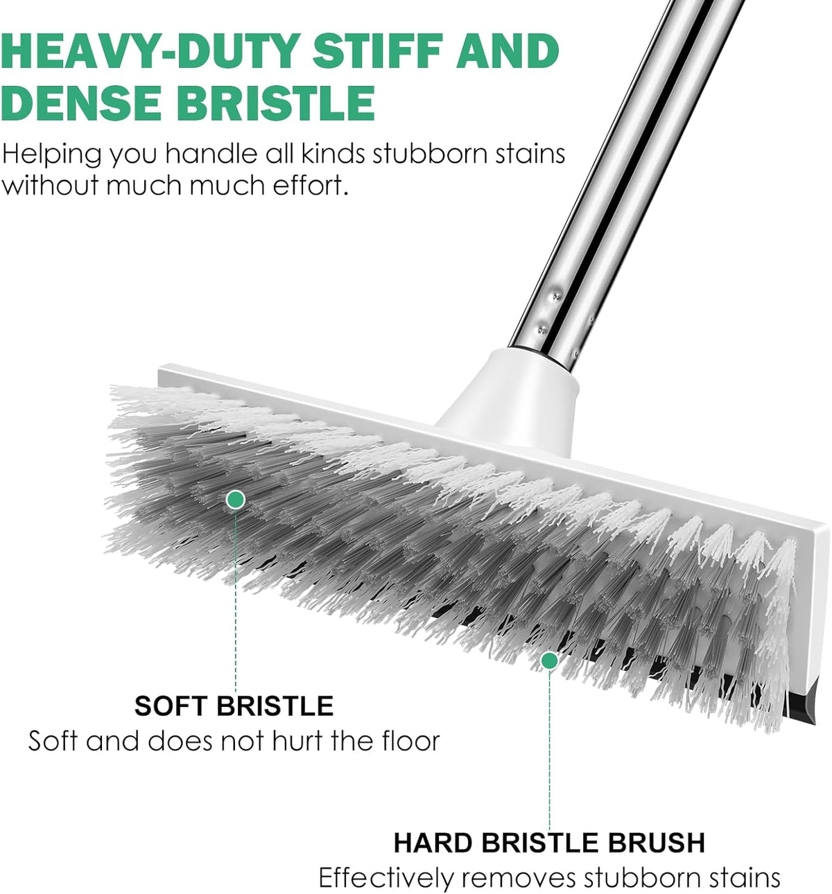 SetSail Floor Scrub Brush with 51-Inch Long Adjustable Handle 2 in 1 Scrape Brush Stiff Bristle Floor Scrubber for Cleaning Shower Bathroom Garage Kitchen Wall Deck Tub Tile, 2 Pack