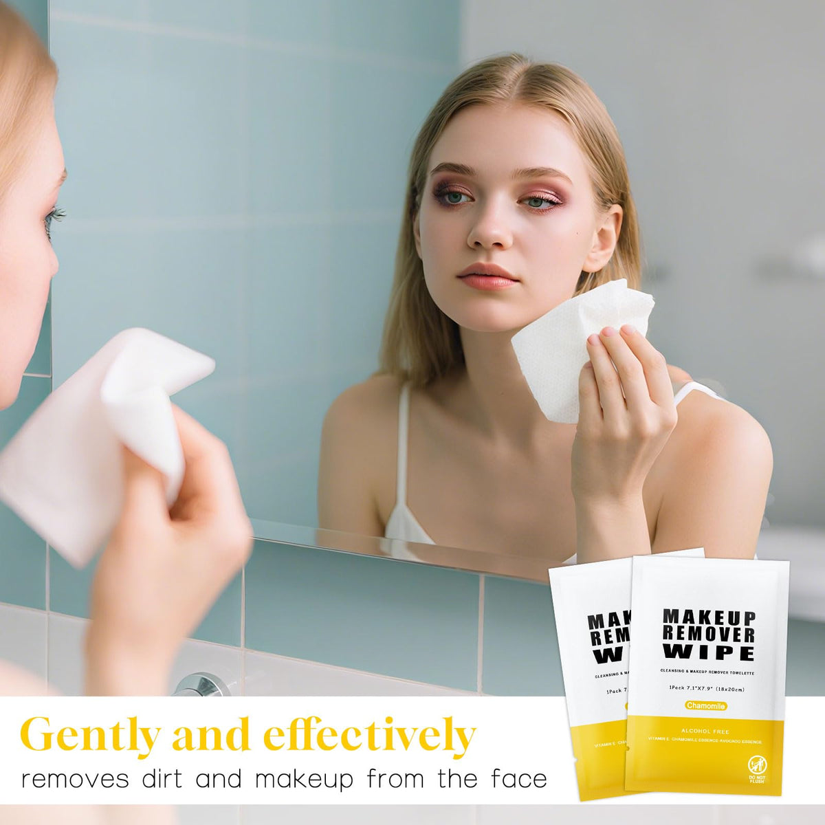 Gsido Pack of 50 Individual Makeup Remover Wipes,Face Cleansing Wipes Bulk