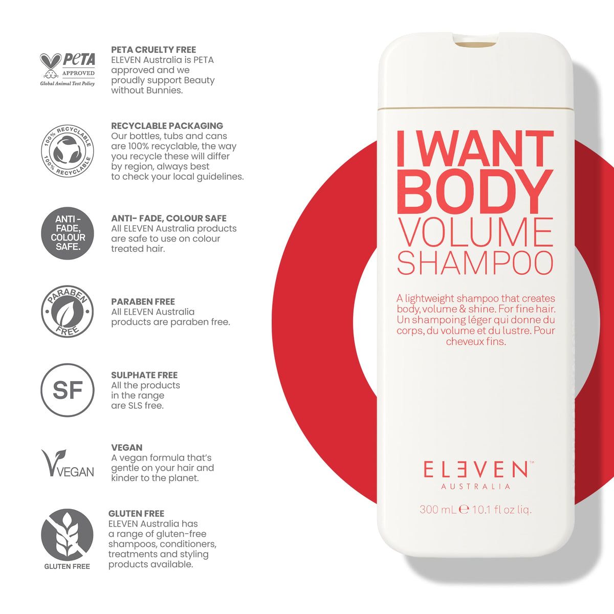 ELEVEN AUSTRALIA I Want Body Volume Shampoo, Sulfate Free - 10.1 Fl Oz