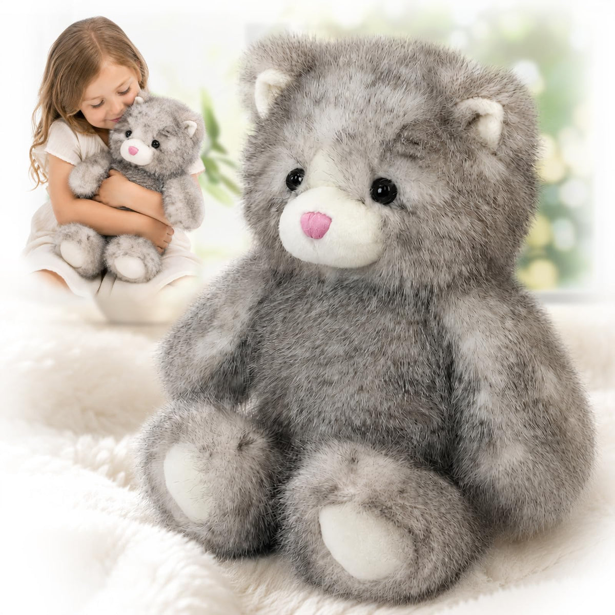 Cudhug 15.7" Soft Cat Stuffed Animal Interactive Plush Toy for Ages 0+