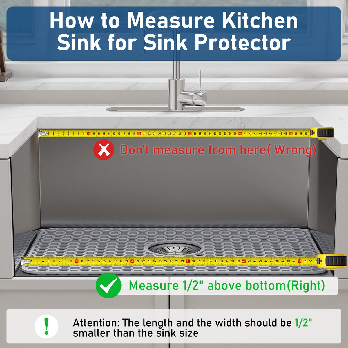 Bestjing Silicone Sink Protectors for Kitchen Sink-26"x 14" Center Drain