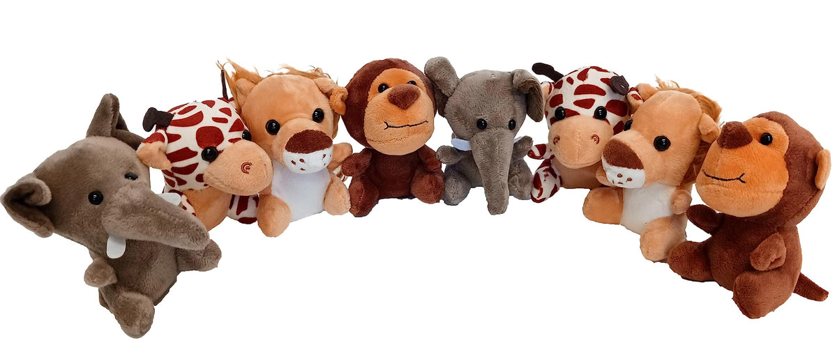 Dondor Plush Zoo Animals, Lion, Giraffe, Monkey & Elephant - Super Soft Plush (8 Piece Set)