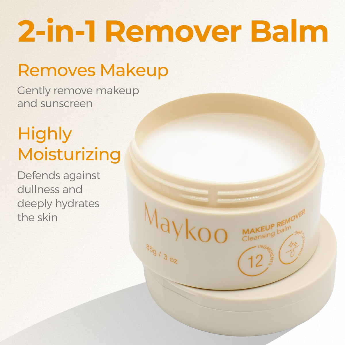MAYKOO Makeup Remover Balm Hydrating Deep Cleansing Balm for Face，85 g/3 oz