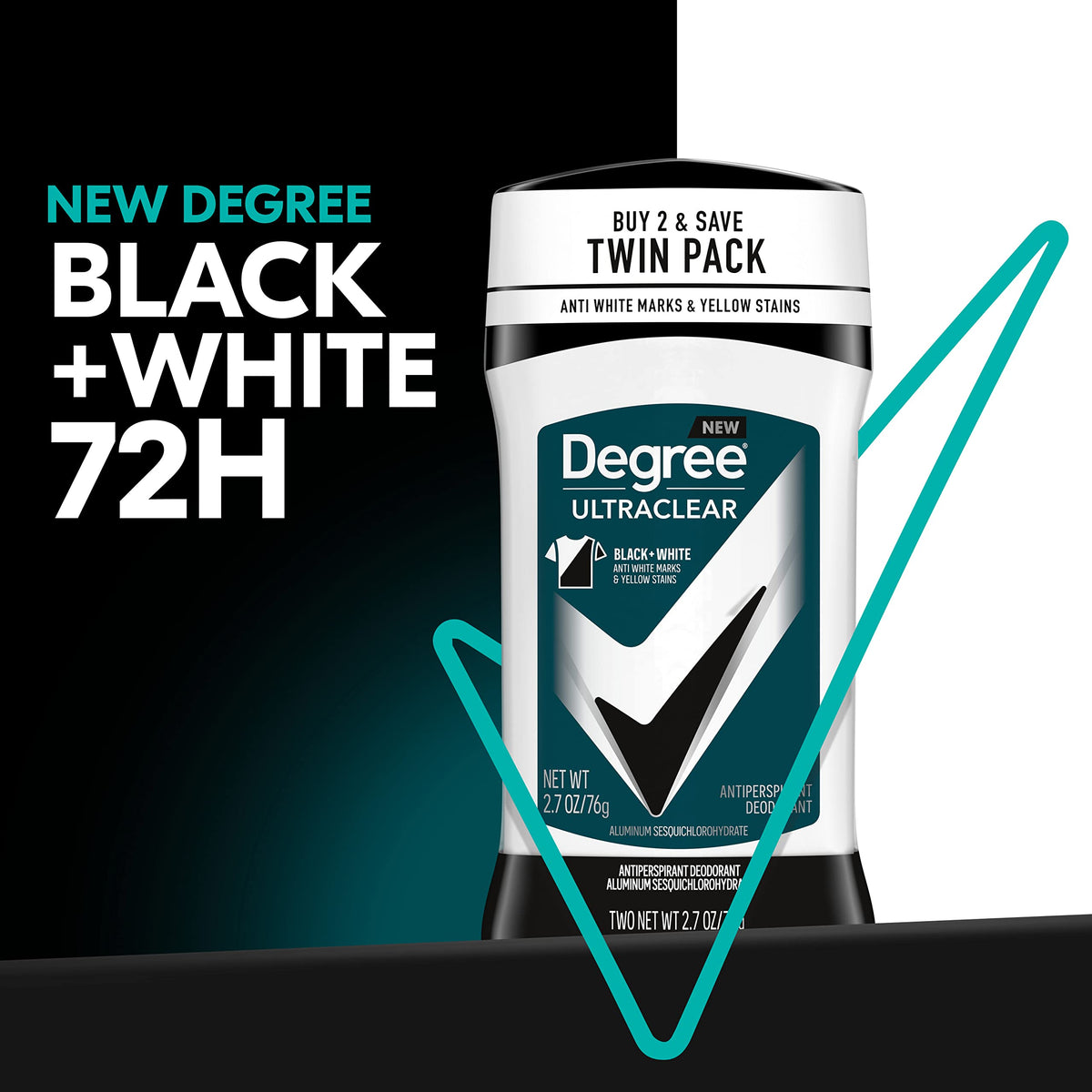 Degree Men UltraClear Antiperspirant Black+White Sweat & 2 Count 2.6