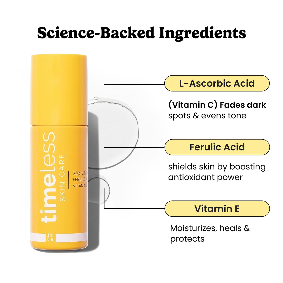 Timeless 20% Vitamin C + E Ferulic Acid Serum, Antioxidant, 1.7 fl oz