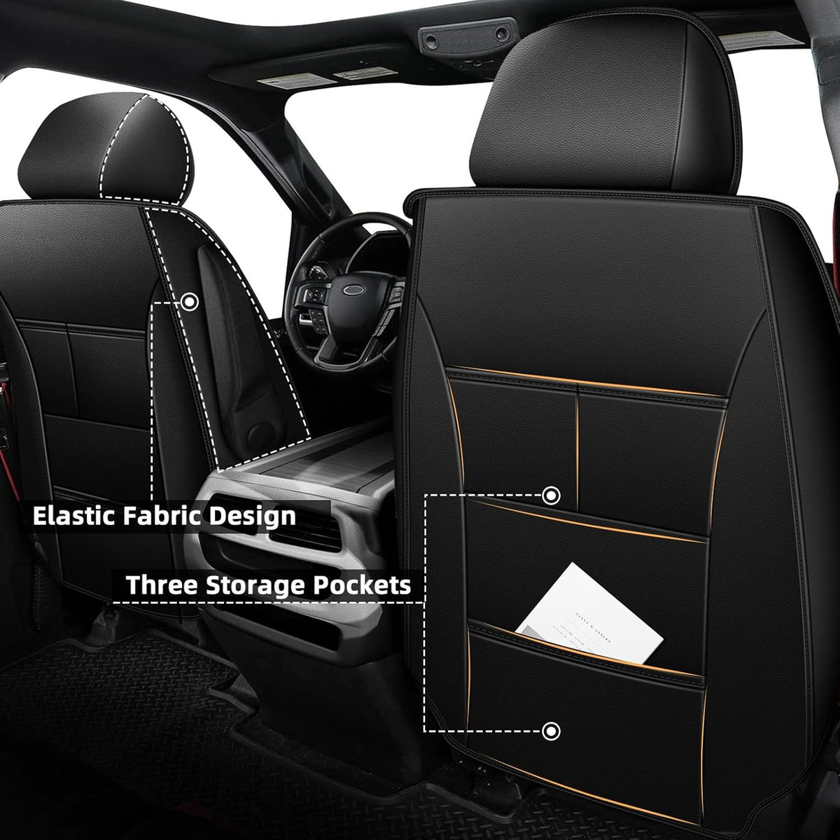 Seat Covers Fit for Honda Ridgeline 2006-2024 2025: Crew Cab 5 Seats Car Seat Covers Faux Leather Truck Pickup Seat Cushion Protector - Front Seats with Armrests(Full Set, Redline)